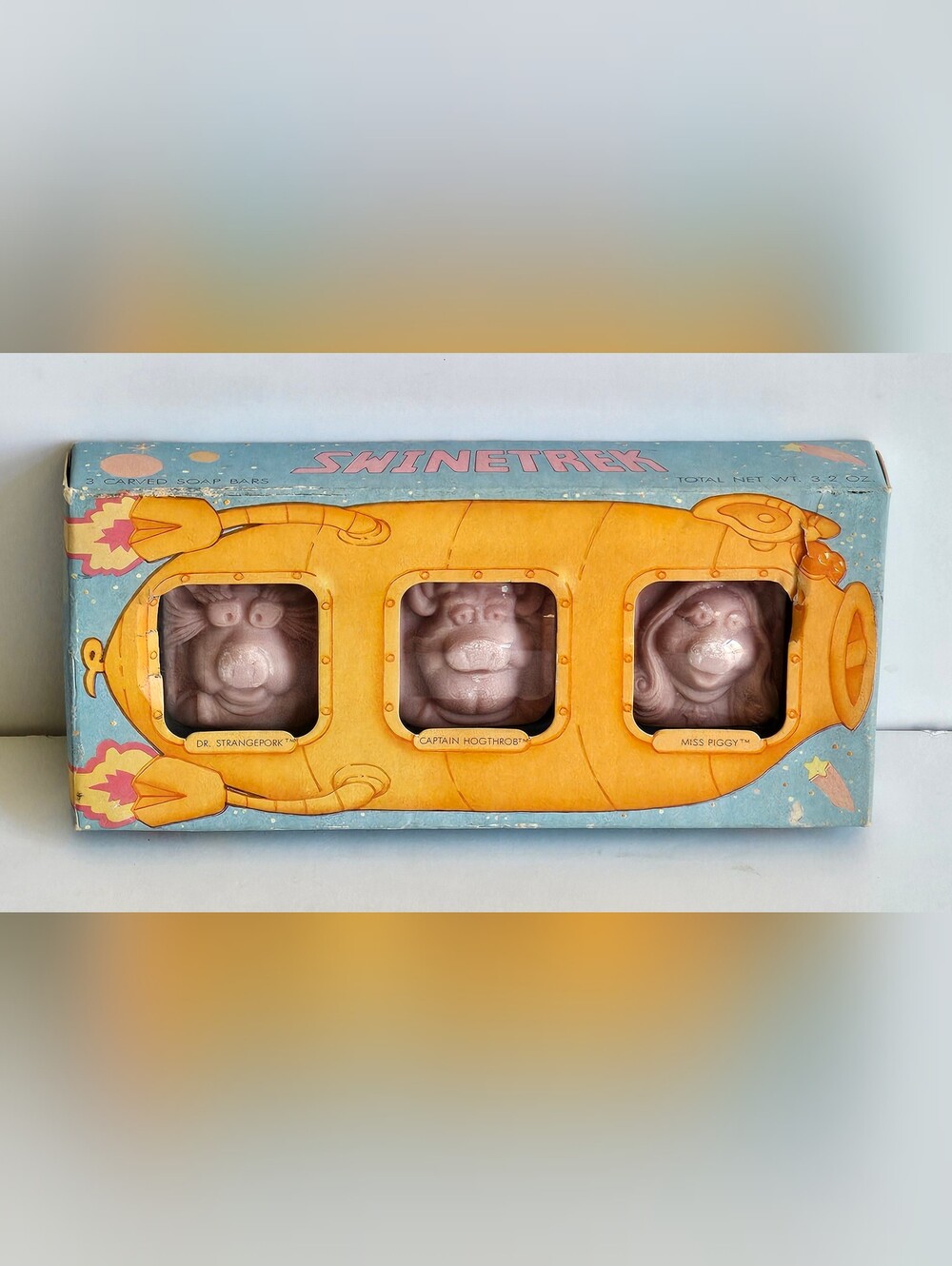 Rare Miss Piggy Swinetrek Novelty Carved Soaps Original Packaging 1981 Hallmark